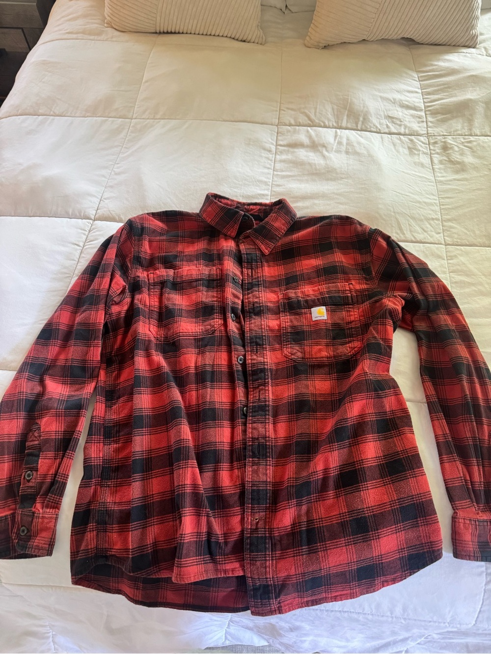 Carhartt Red and Black Plaid Button-Down Shirt